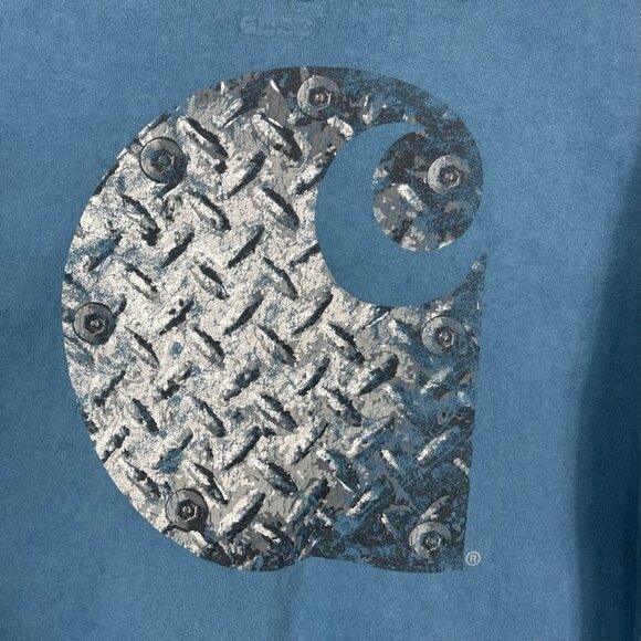 Carhartt long sleeve t shirt original fit classic diamond plate graphic blue 2XL - Picture 6 of 6